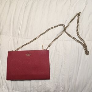 Kate Spade Red Small Crossbody Bag with Gold Chain